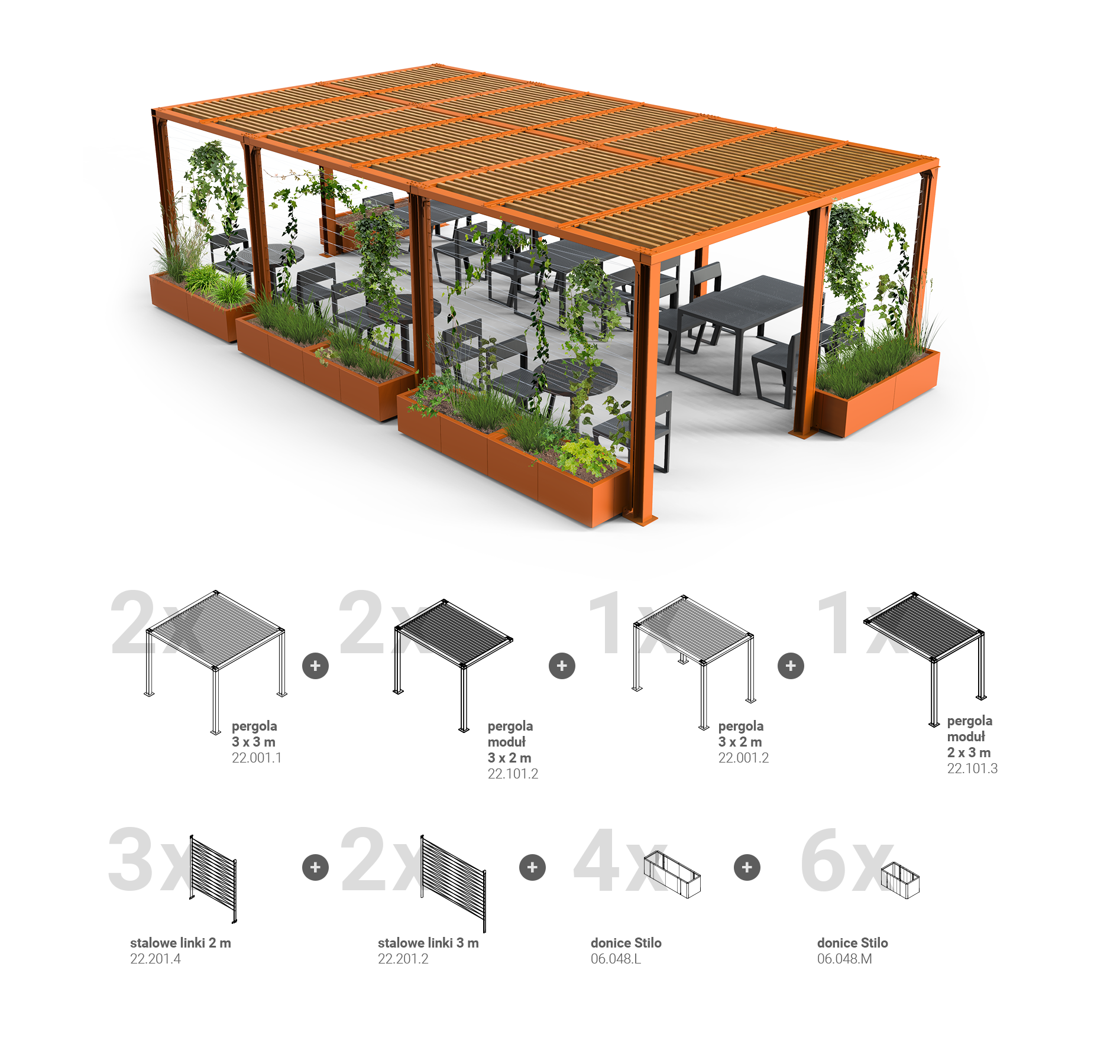 Pergola for urban furniture