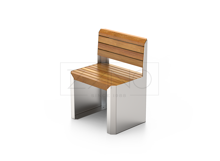 Park seat made of stainless steel and high quality exotic wood