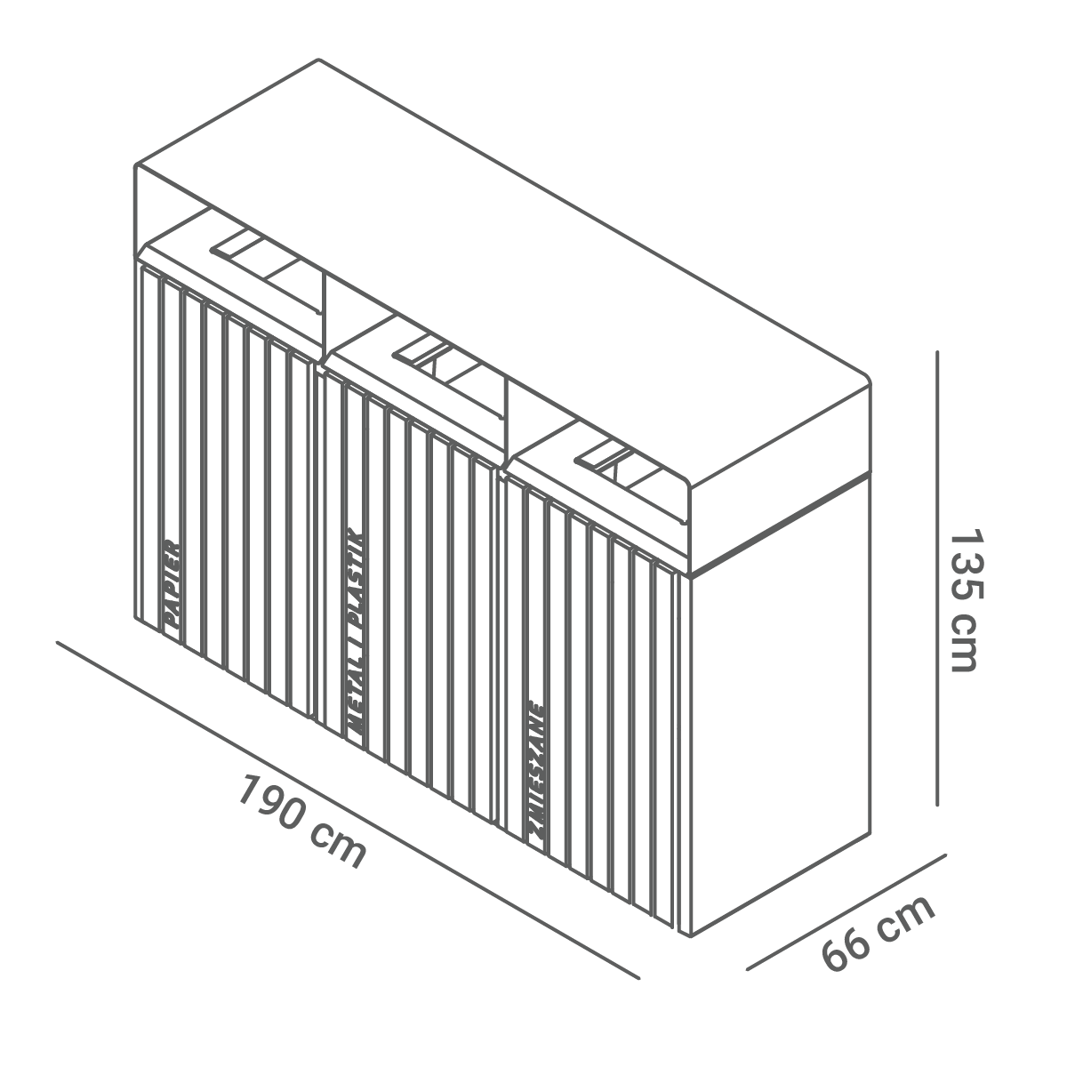 Quadro recycling garbage can 15.076.1 - dimensions