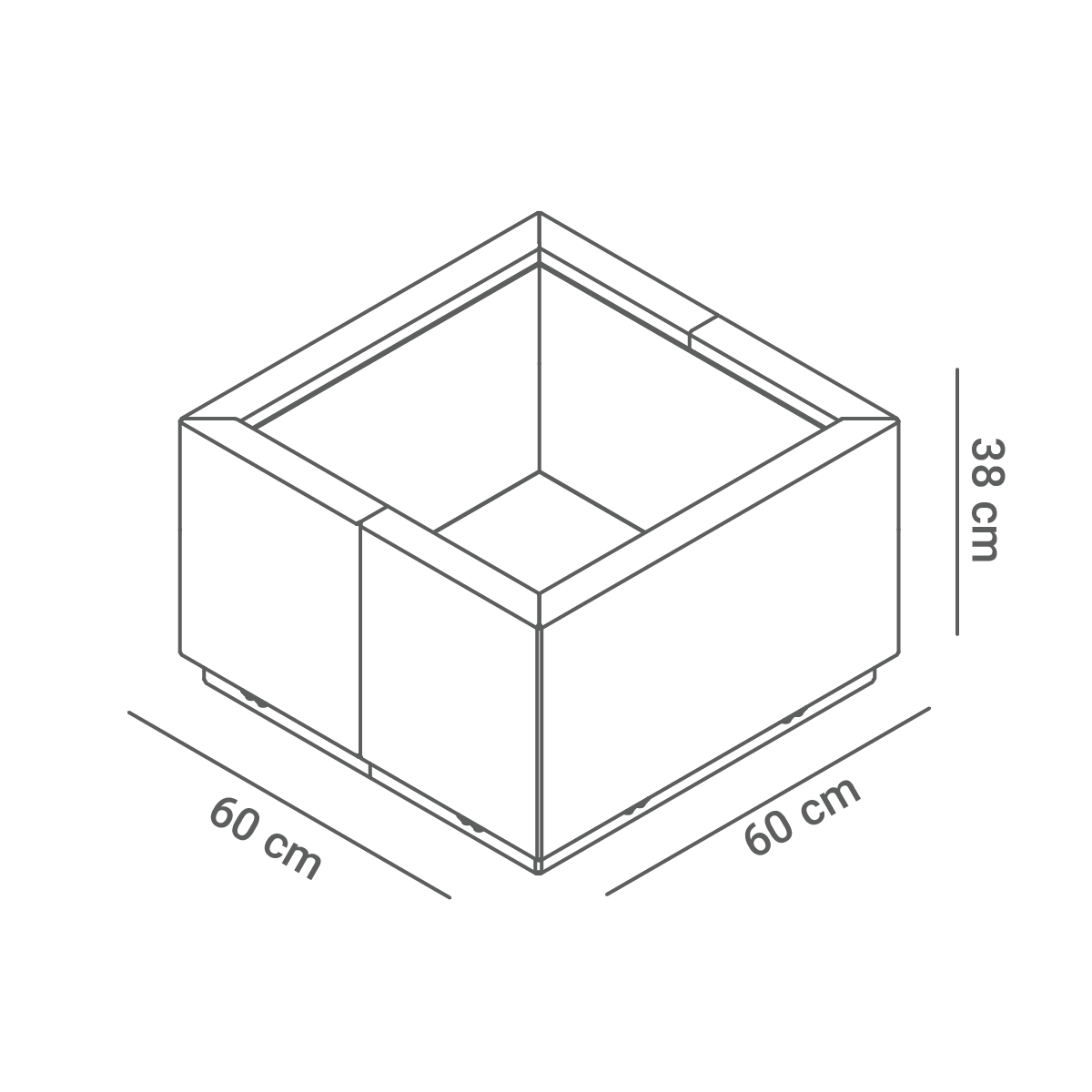 Quadro 06.076.S flower pot - dimensions