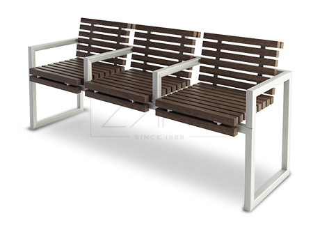 Practical and comfortable wooden bench with additional armrests