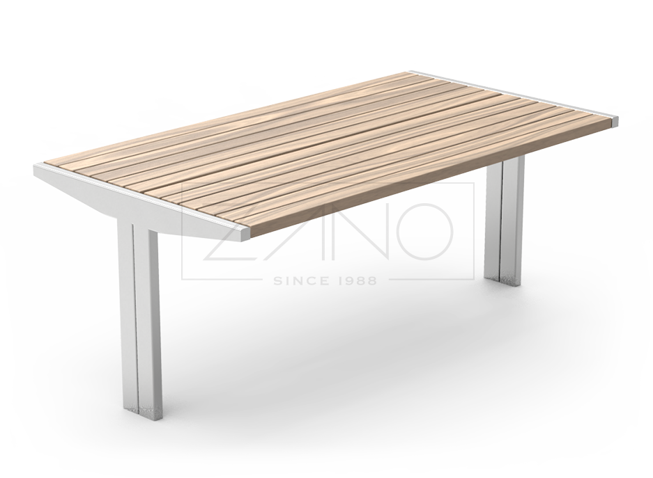 Modern city table made of steel and wood