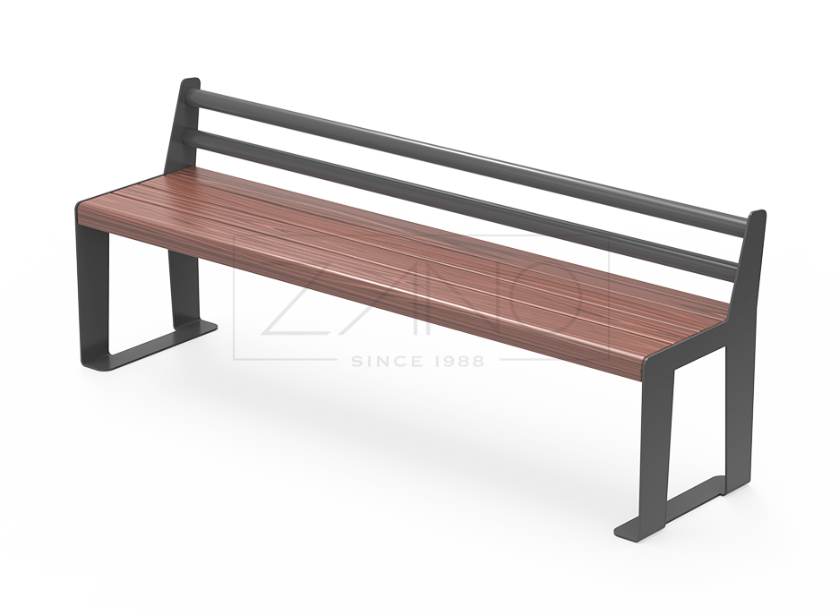 Reliq city bench made of black steel and wood