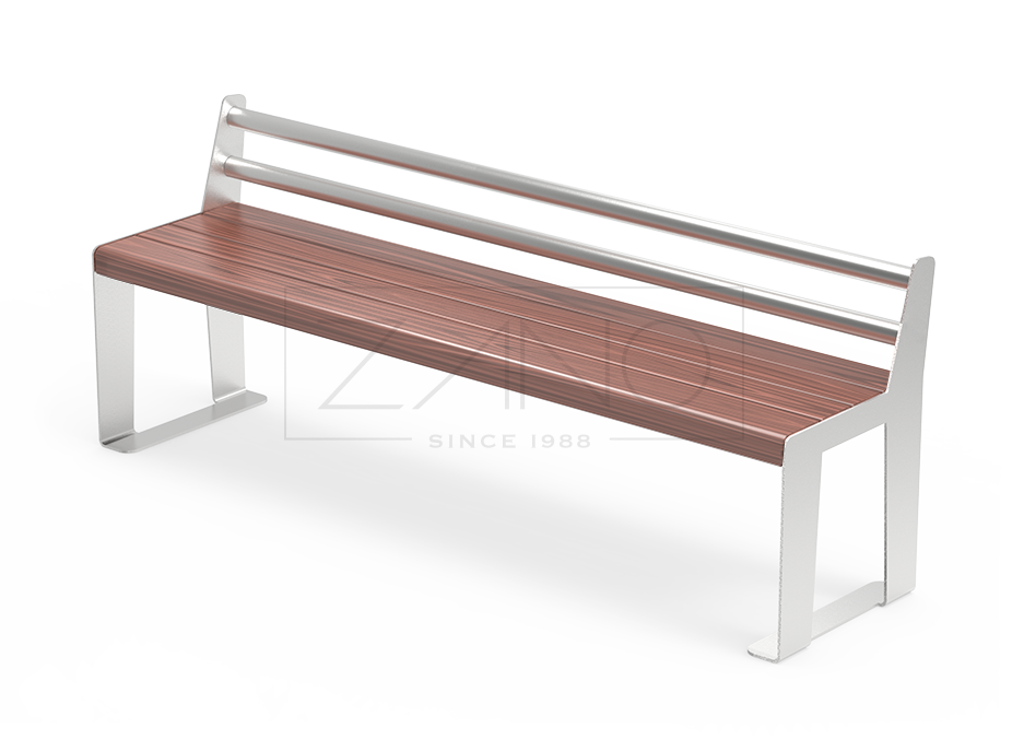 Reliq city bench made of stainless steel and wood