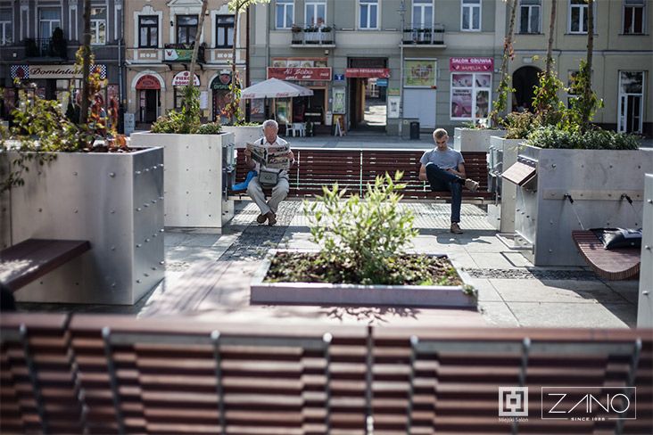 Urban furniture for the market | benches, trash cans, flower pots, hammocks, bicycle racks