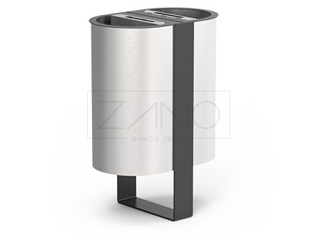 two-chamber city garbage can with ashtray made of stainless and carbon steel