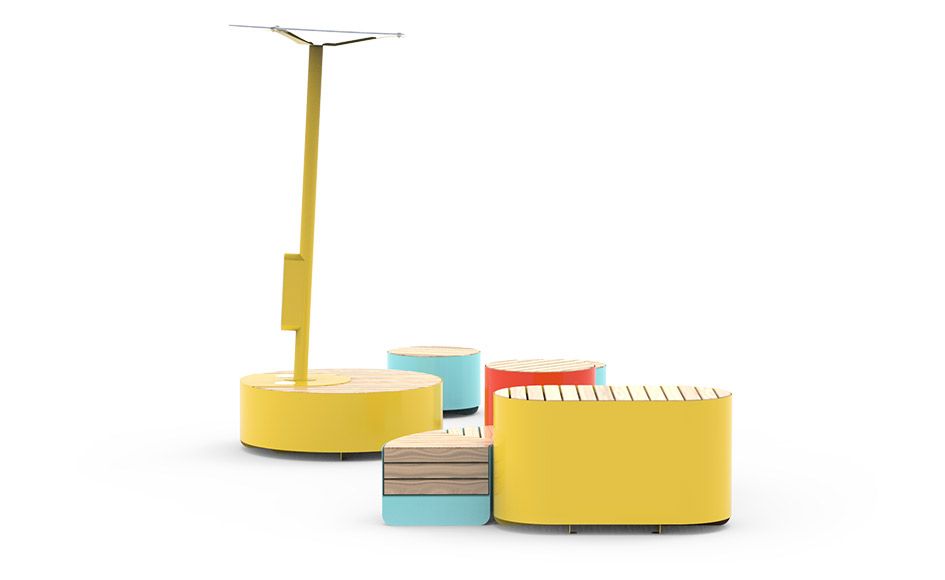 ZANO urban furniture | Universe line | Urban benches, tables, solar stations