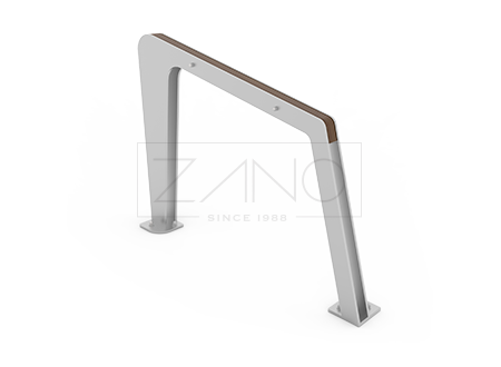 Stainless steel bicycle stand with wooden elements