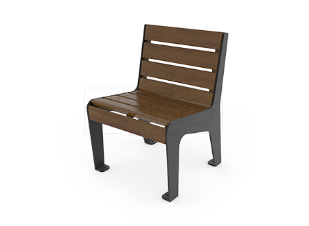 Urban, park chair made of powder-coated carbon steel and domestic, coniferous or optional exotic wood