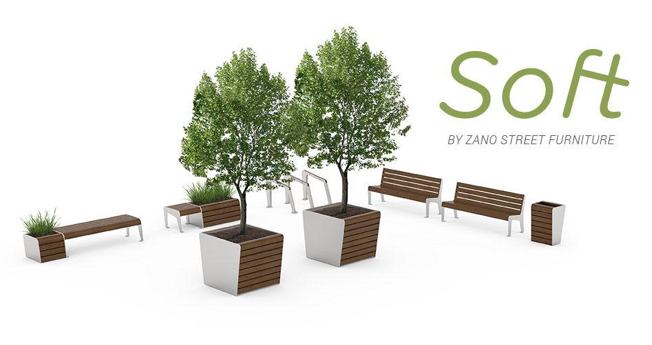 Urban furniture in stainless steel and exotic wood