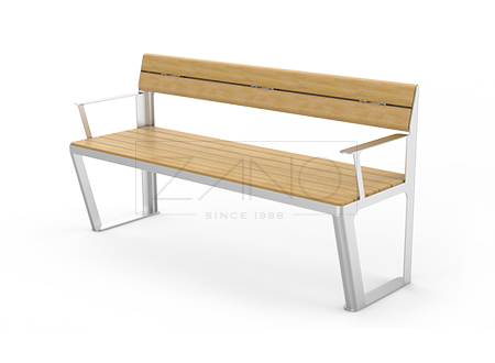 City bench with armrests and backrest | Urban furniture for seniors