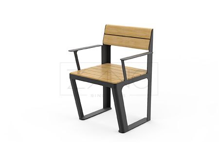 Park seat with backrest and armrests