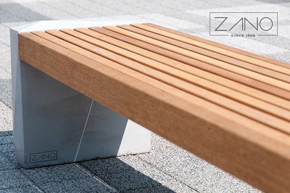 City bench with exotic wood