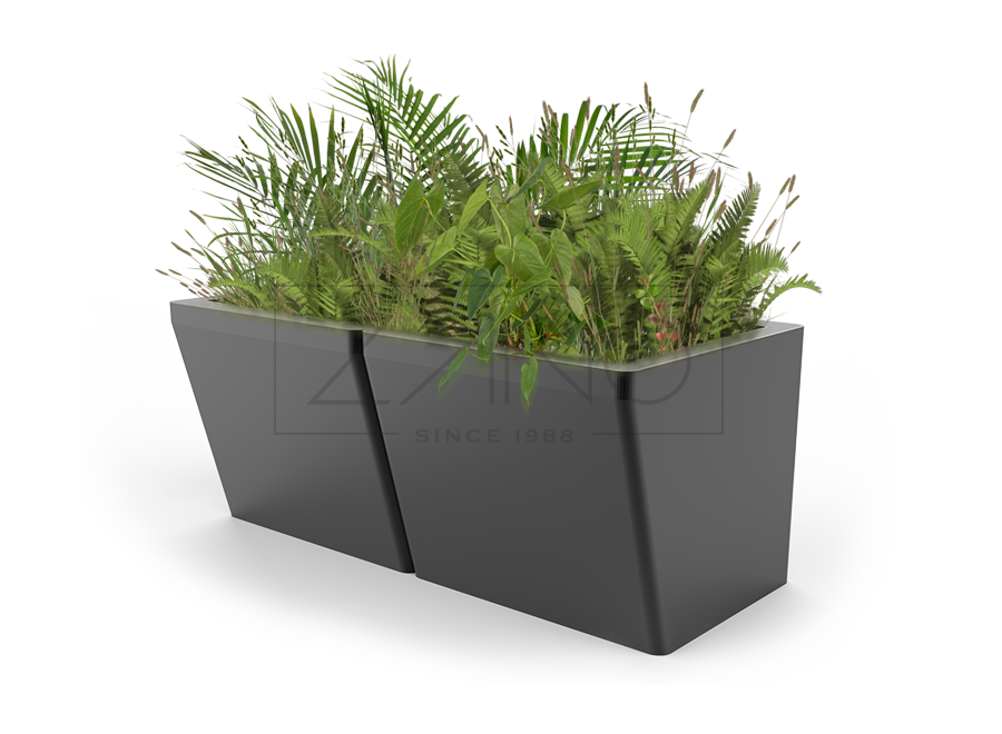 Wide street flower pot in carbon steel painted RAL 9005