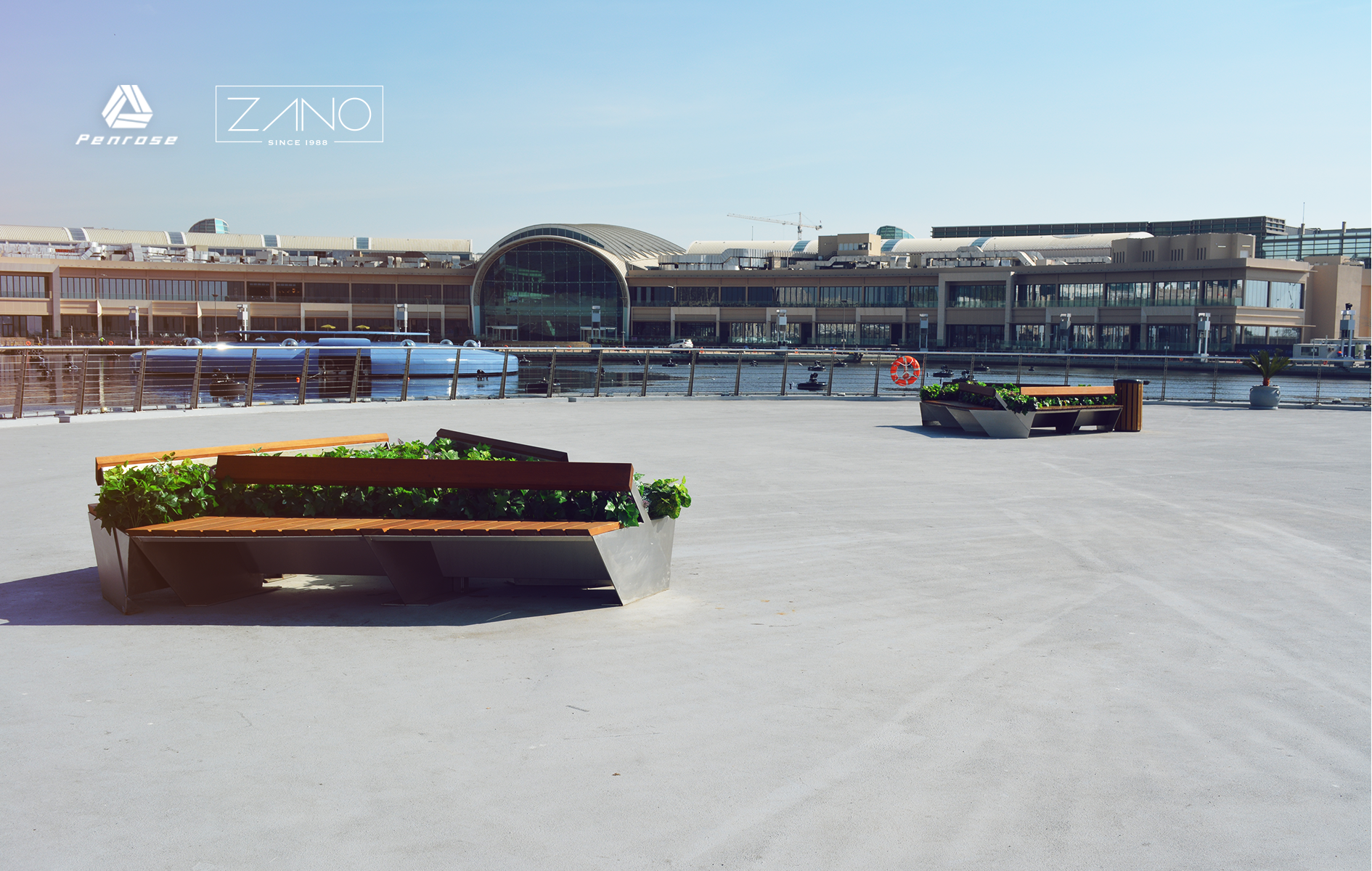 Modular city benches integrated with pots