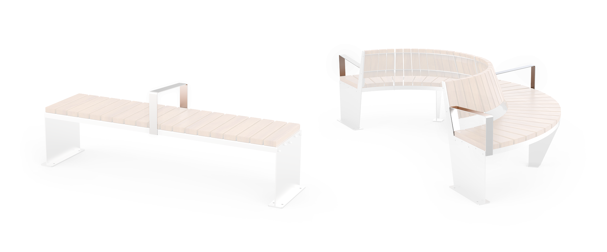 Benches with armrests