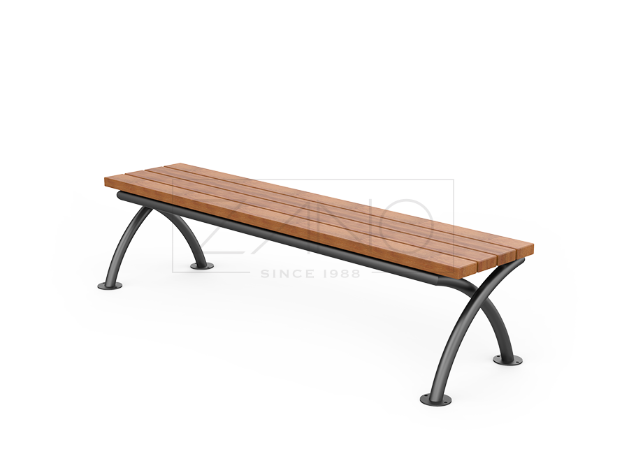 steel park bench without backrest